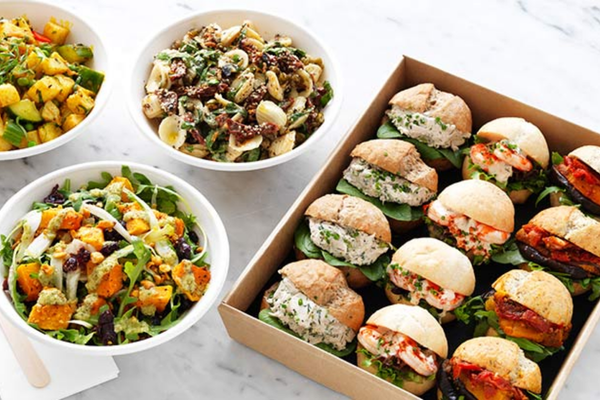 Office lunch catering buffet with sandwiches, salads, and wraps for Research Triangle Park teams by Chelsea Cafe