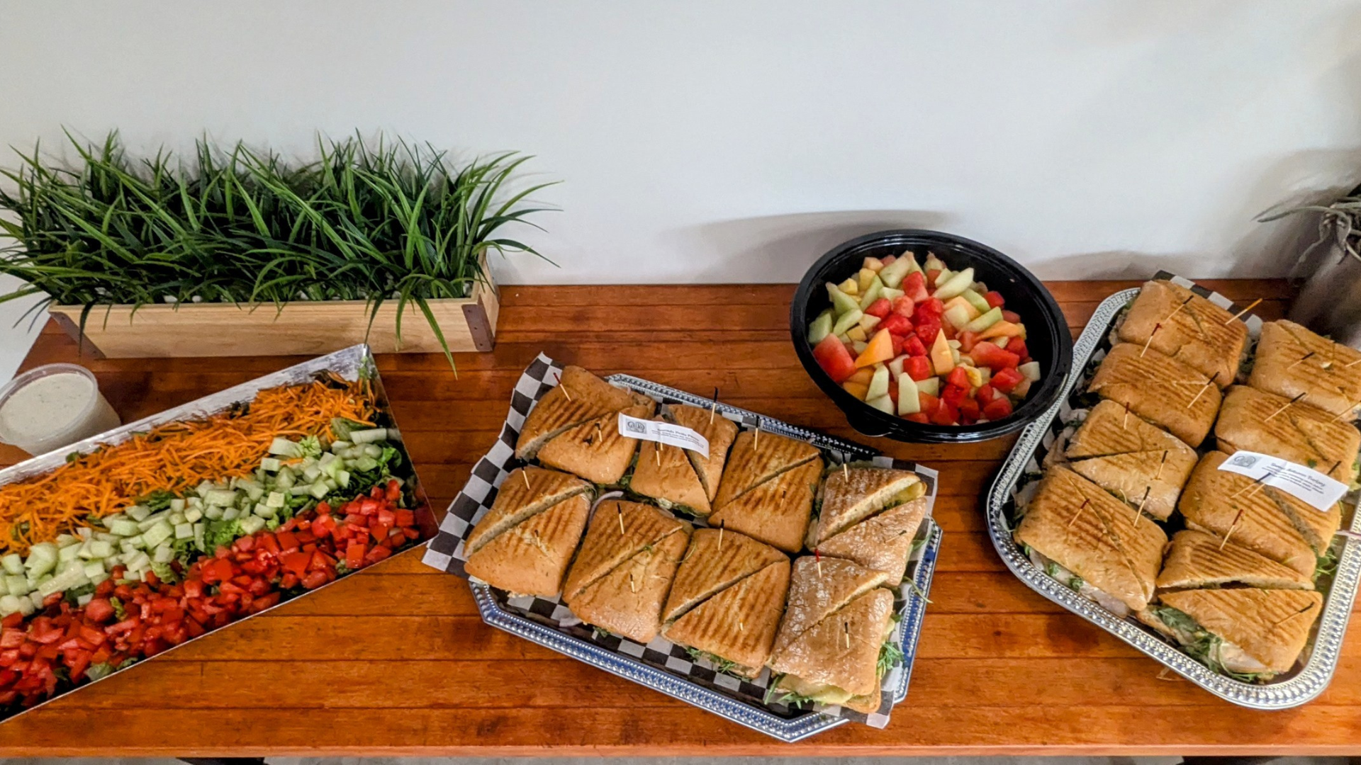 Corporate catering Raleigh NC buffet setup for a business meeting